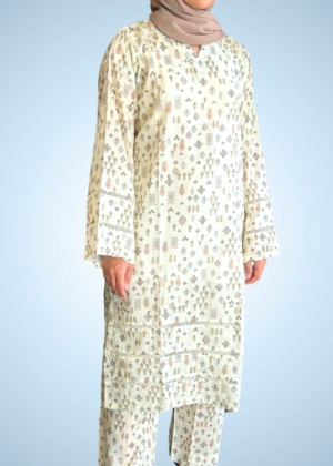 PRINTED CREAMY STITCHED 2-PC